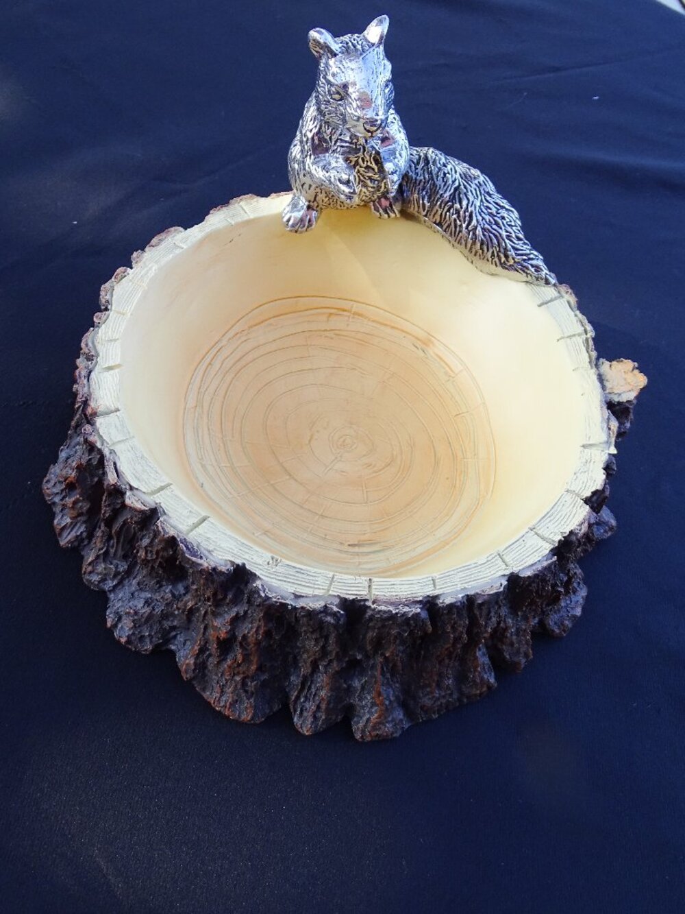 Arthur Court Aluminum Squirrel Sitting on a Nut,Candy Snack Bowl